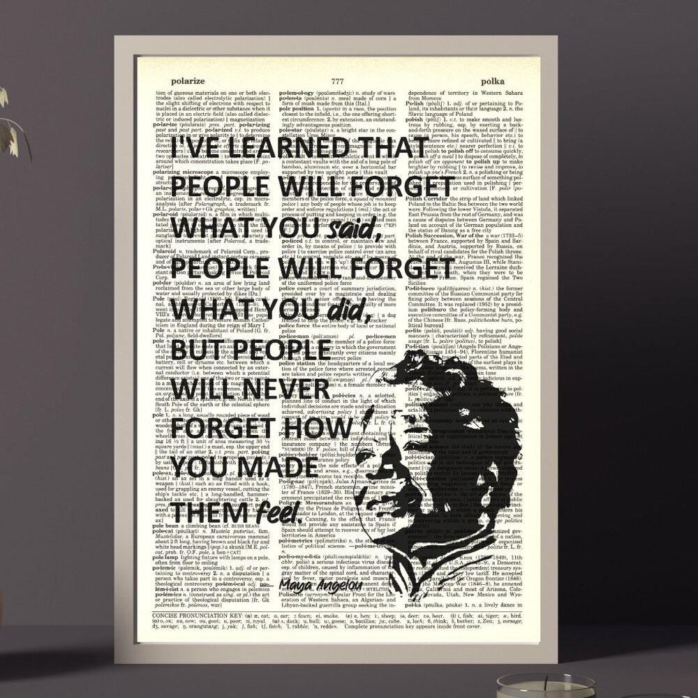 Maya Angelou Inspirational Quote DICTIONARY ART PRINT - Vintage Wall Decor Art